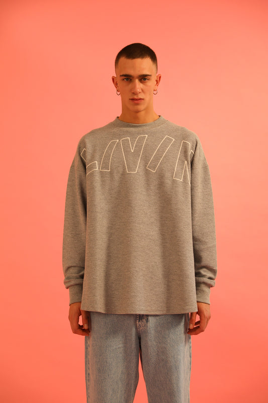 BIG WAVY LOGO SWEATSHIRT GREY