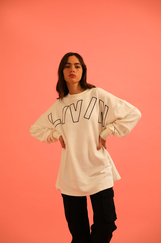 BIG WAVY LOGO SWEATSHIRT WHITE