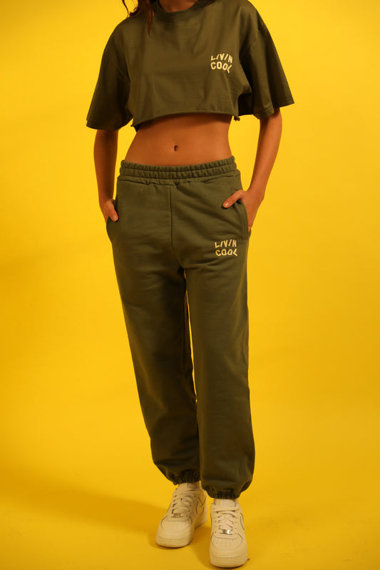 WAVY LOGO PANTS MILITARY GREEN