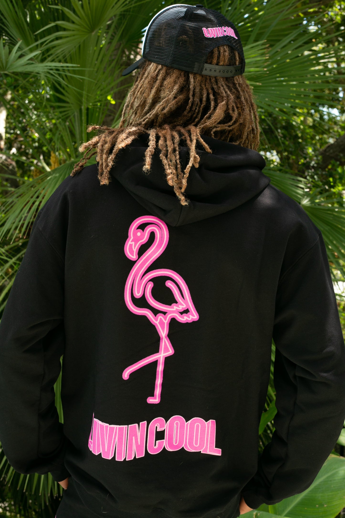 FLAMINGO HOODIE BLACK