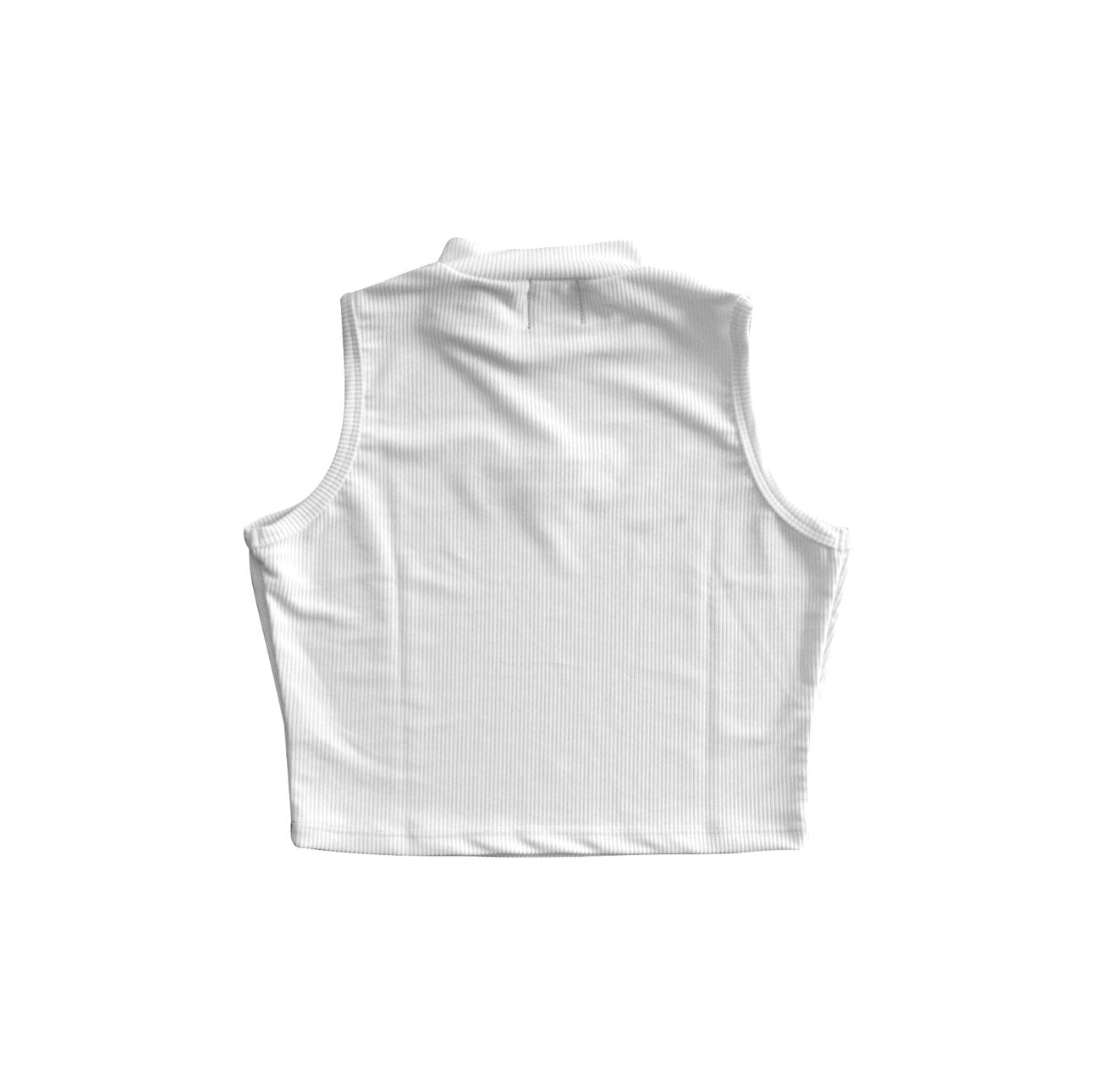 SLICK PATCH MOCK NECK CROP TOP WHITE