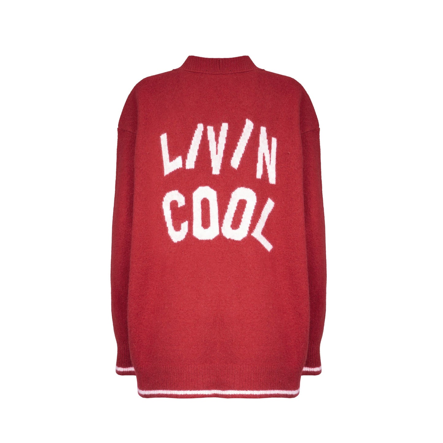 WAVY LOGO CARDIGAN RED BUD