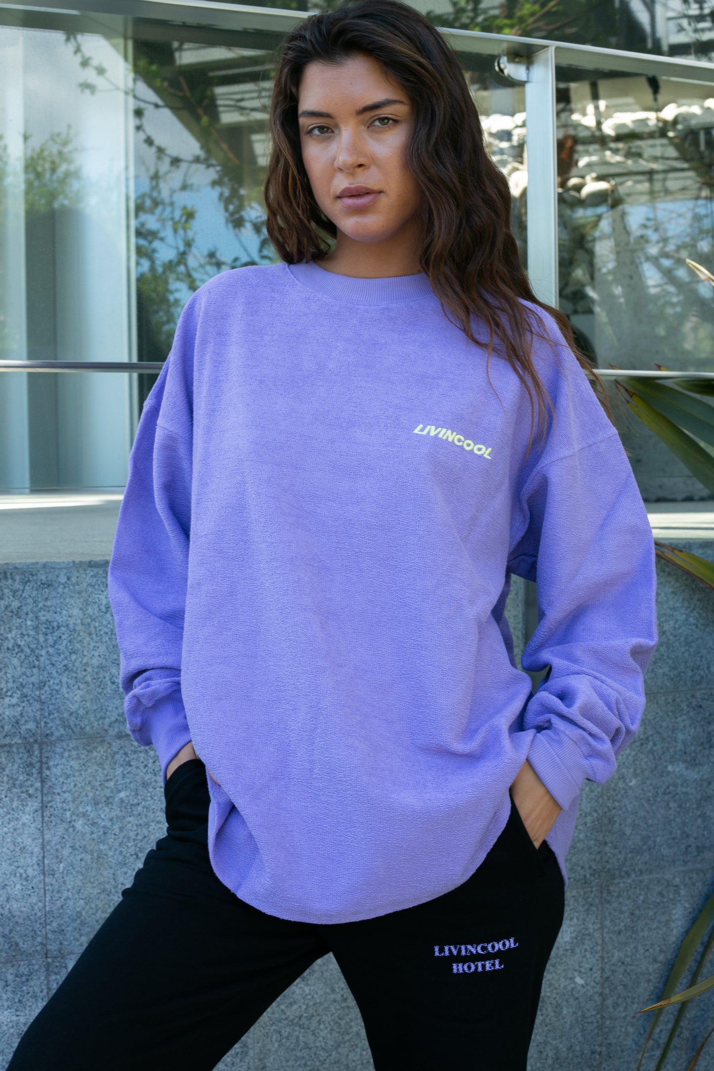 SLICK OVERSIZE CREWNECK LILLAC