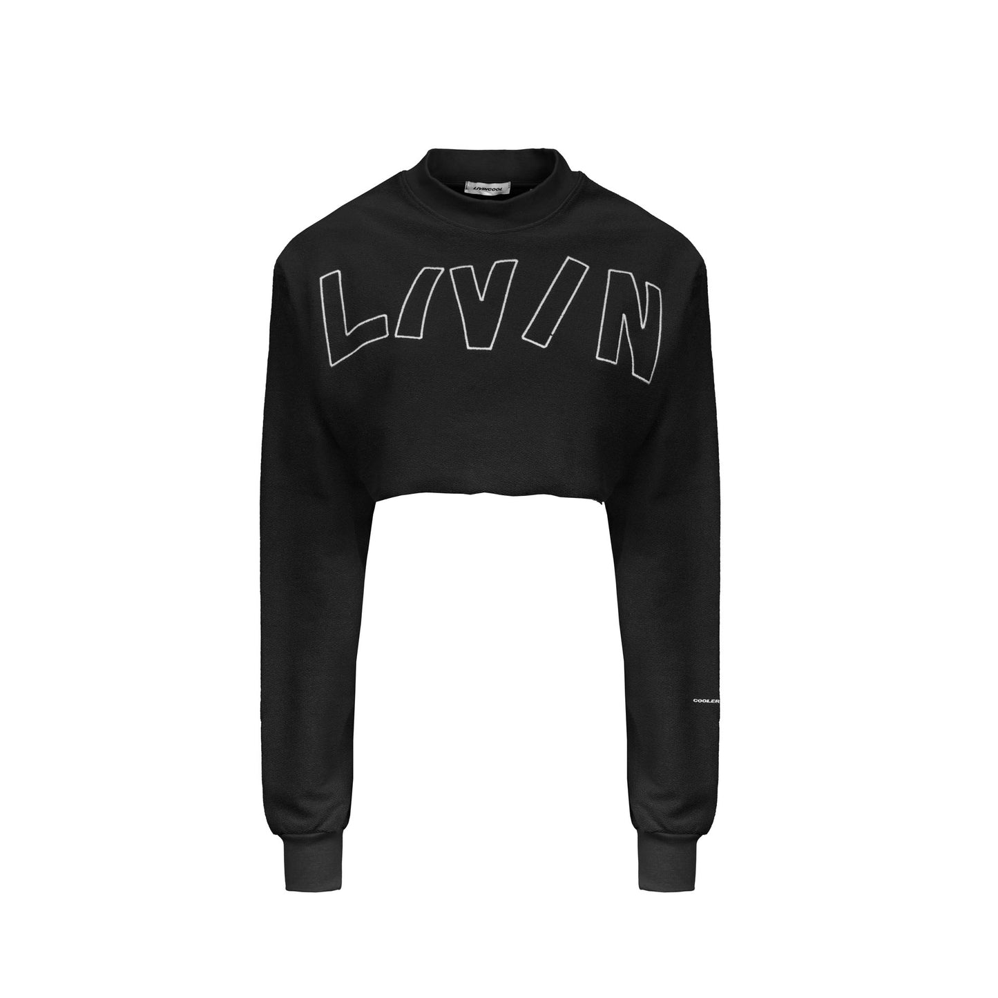 BIG WAVY LOGO CROP SWEATSHIRT BLACK