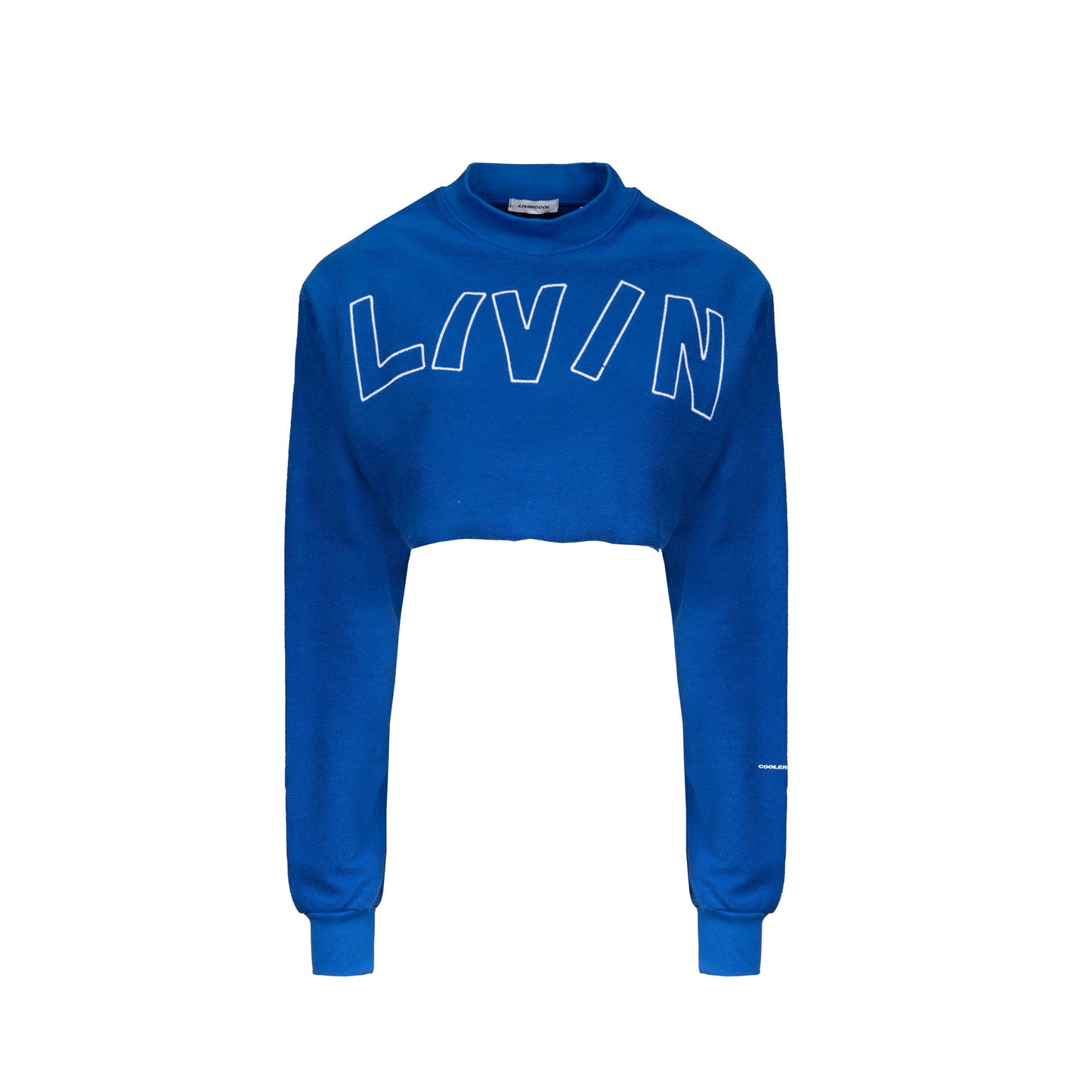 BIG WAVY LOGO CROP SWEATSHIRT BLUE