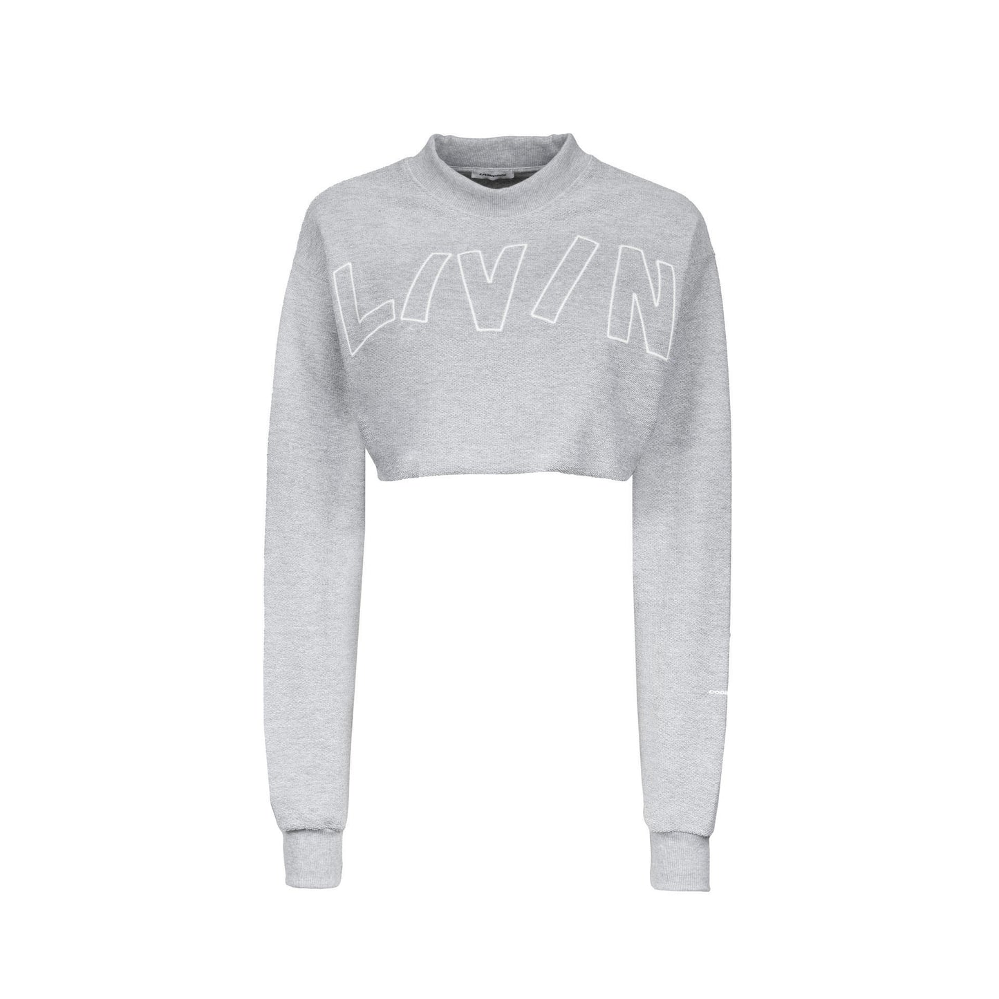 BIG WAVY LOGO CROP SWEATSHIRT HEATHER GREY