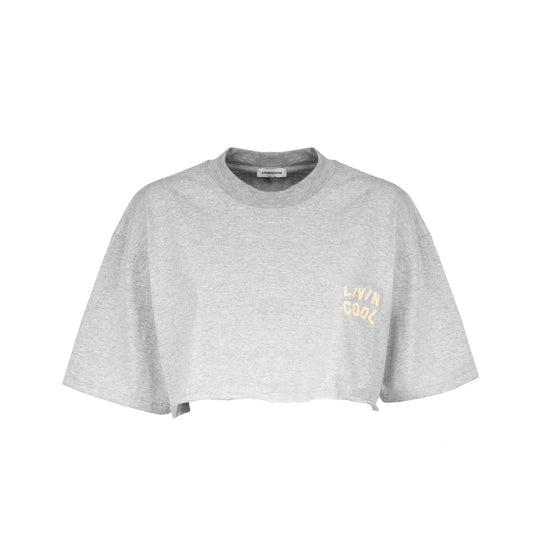 WAVY LOGO CROP TEE HEATHER GREY