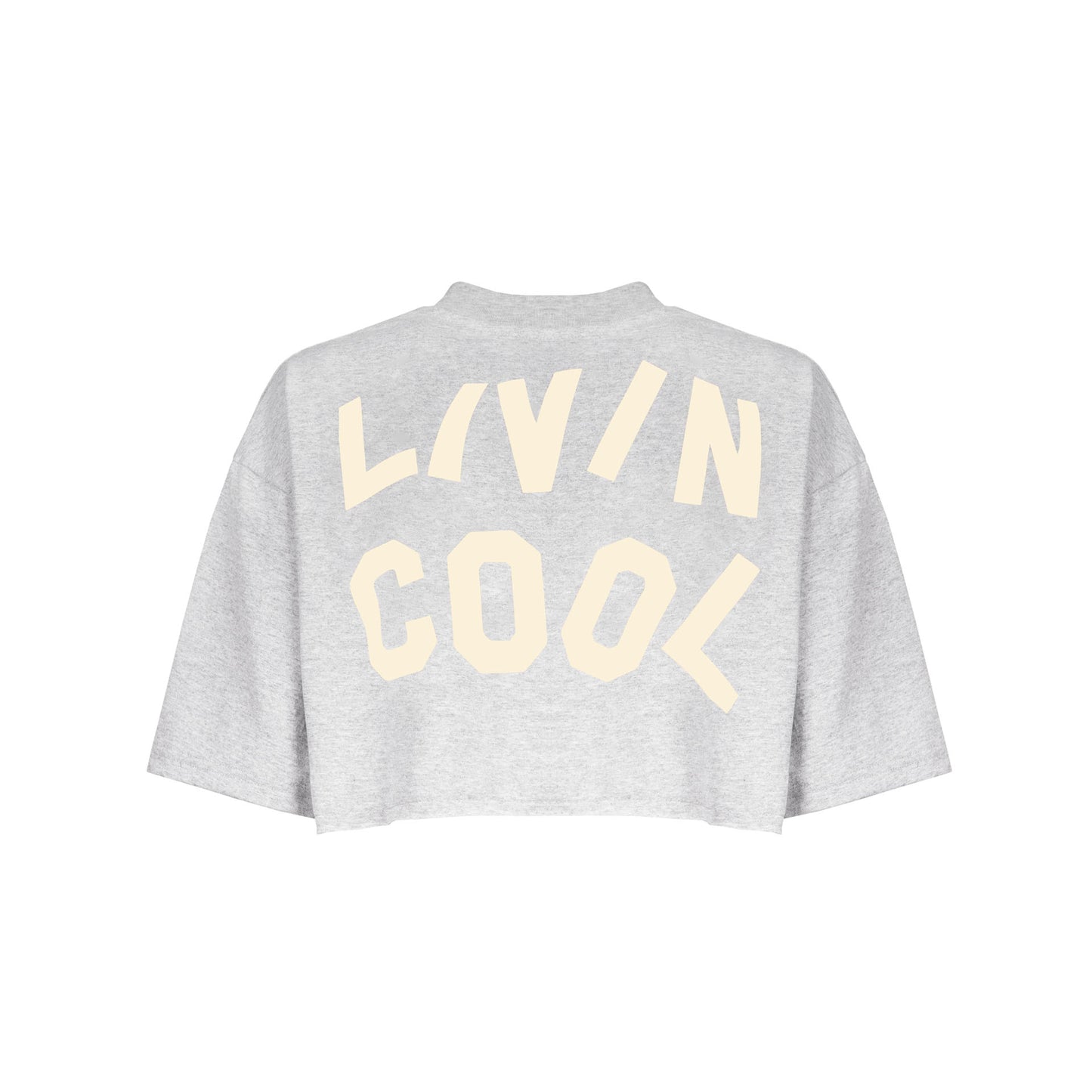 WAVY LOGO CROP TEE HEATHER GREY