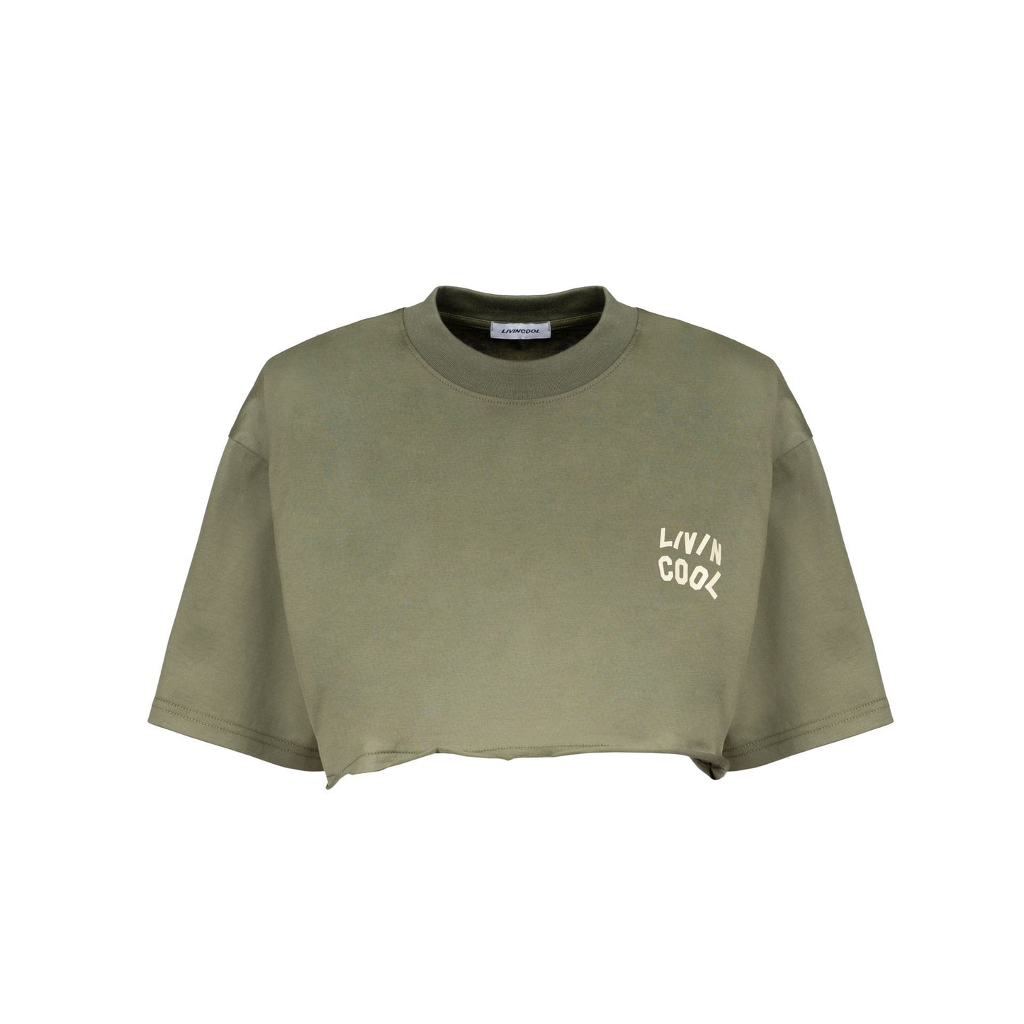 WAVY LOGO CROP TEE MILITARY GREEN