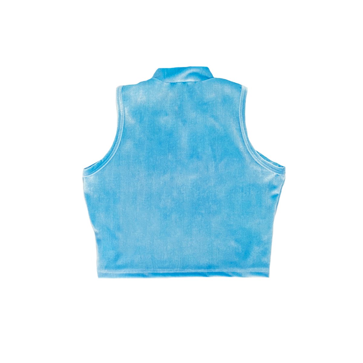 MOCK NECK VELVET CROP TOP SKY BLUE