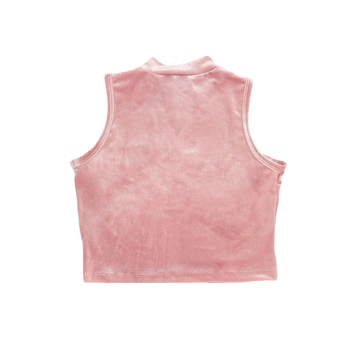 MOCK NECK VELVET CROP TOP PINK